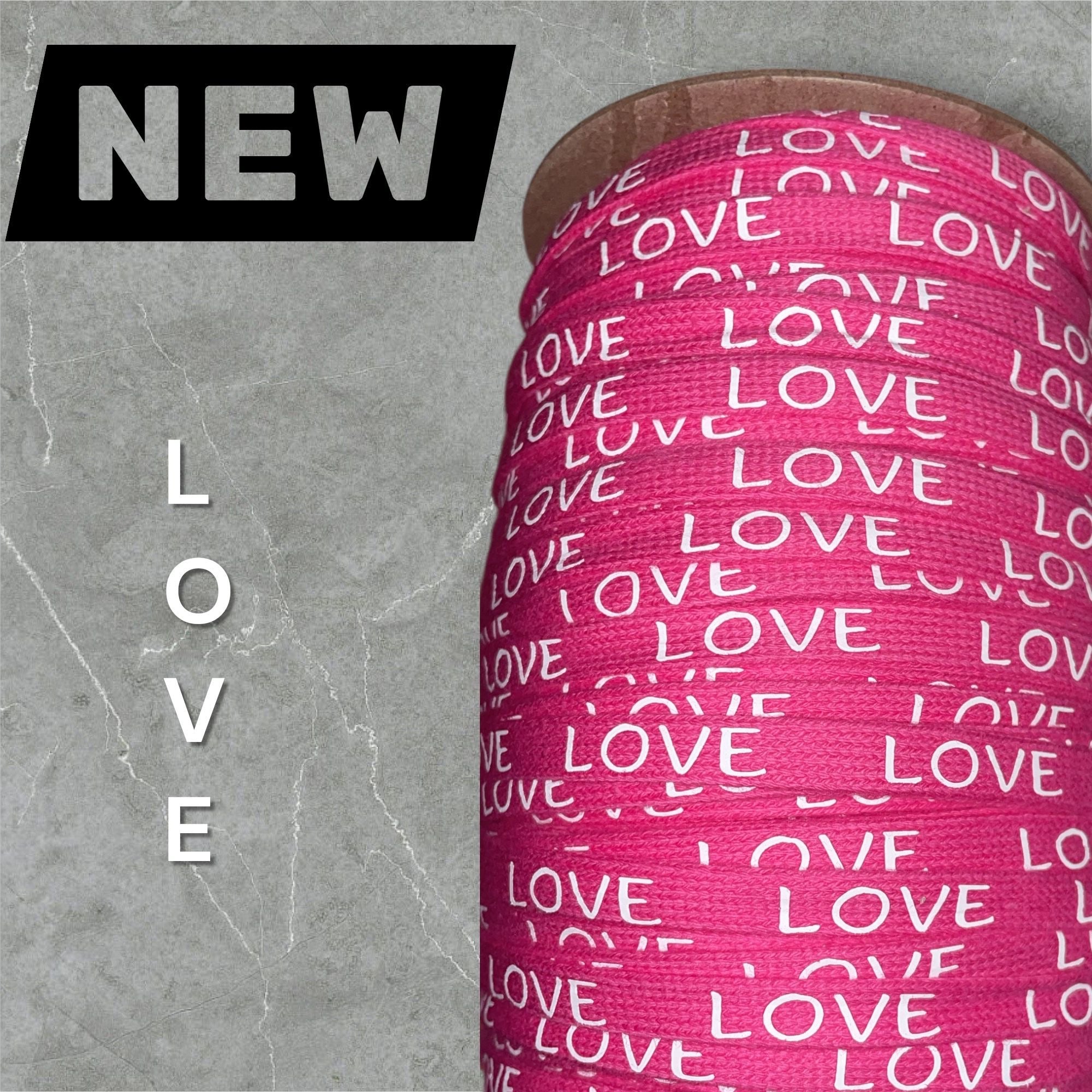 Flachkordel mit 3D Druck * LOVE - 10mm