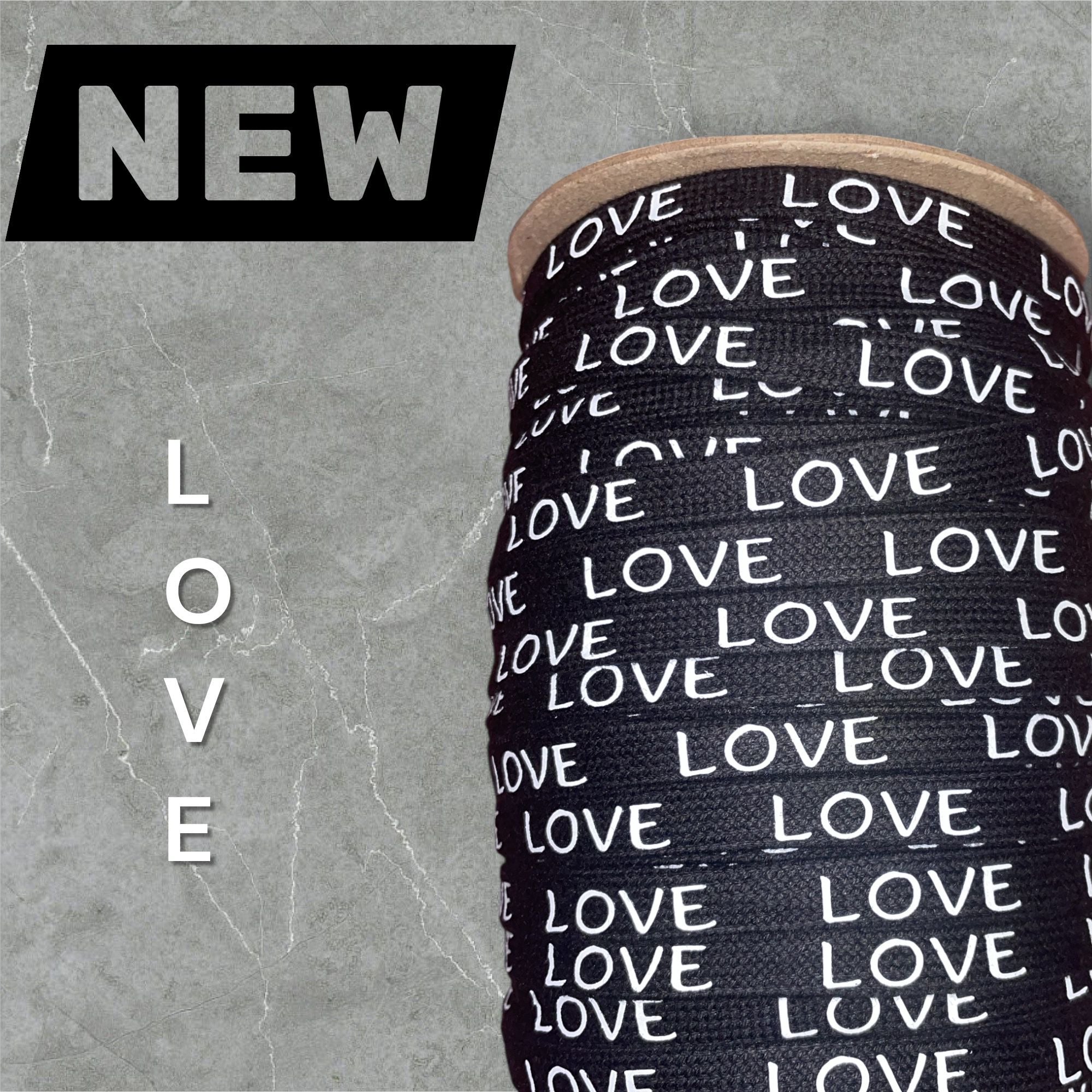 Flachkordel mit 3D Druck * LOVE - 10mm