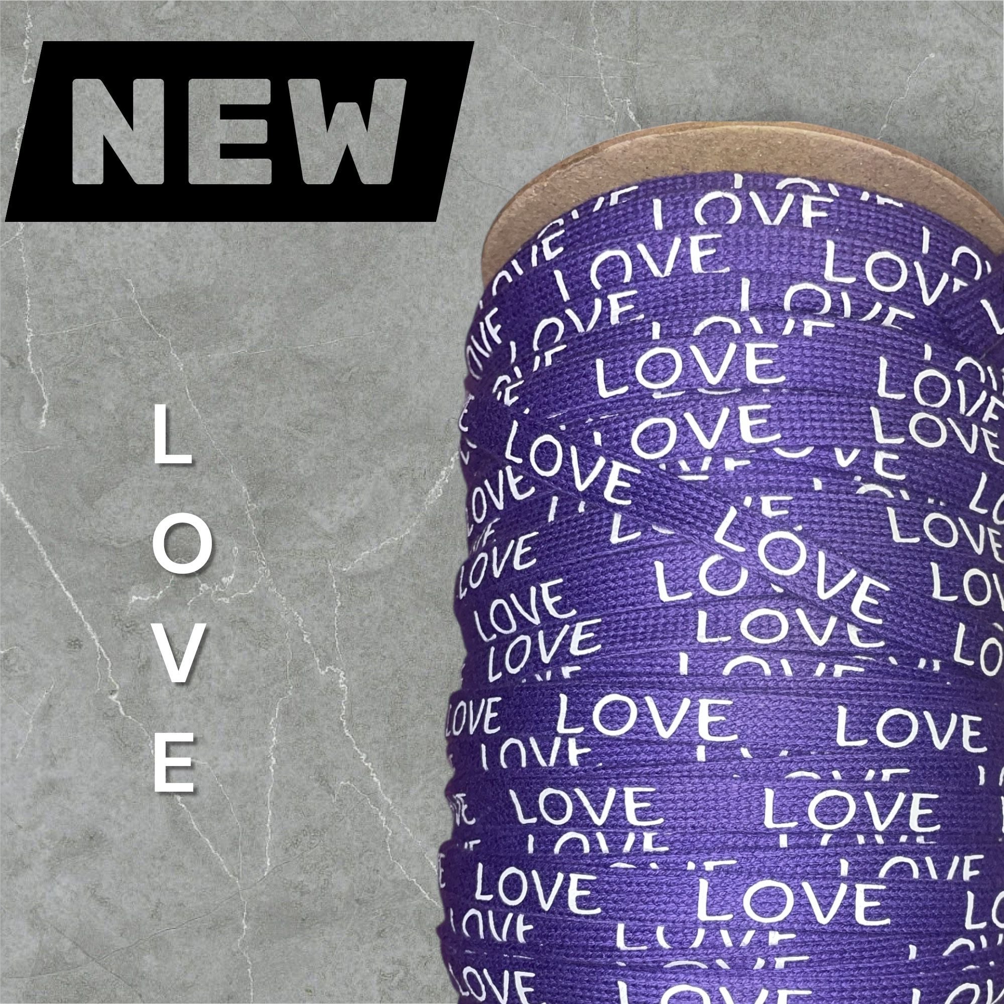 Flachkordel mit 3D Druck * LOVE - 10mm