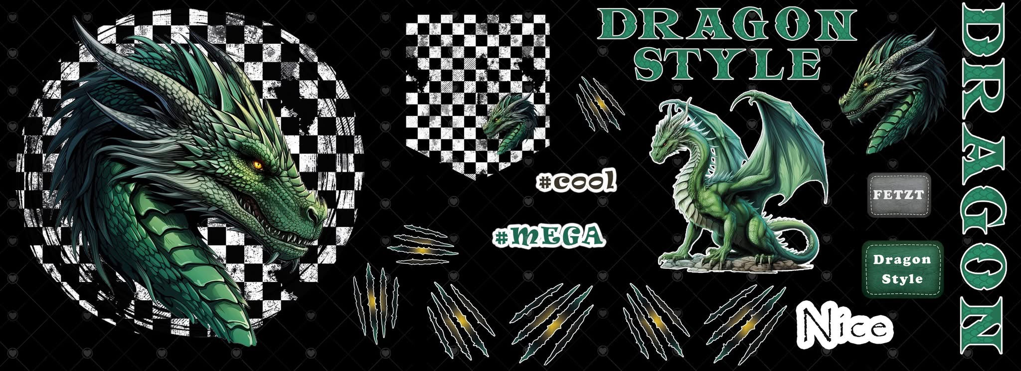 BB05 * Dragon GREEN - Bügelbildbogen