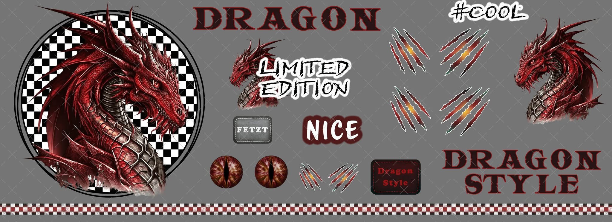 BB04 * Dragon RED - Bügelbildbogen