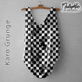 Allover *Karo Grunge - schwarz/weiß* - French Terry