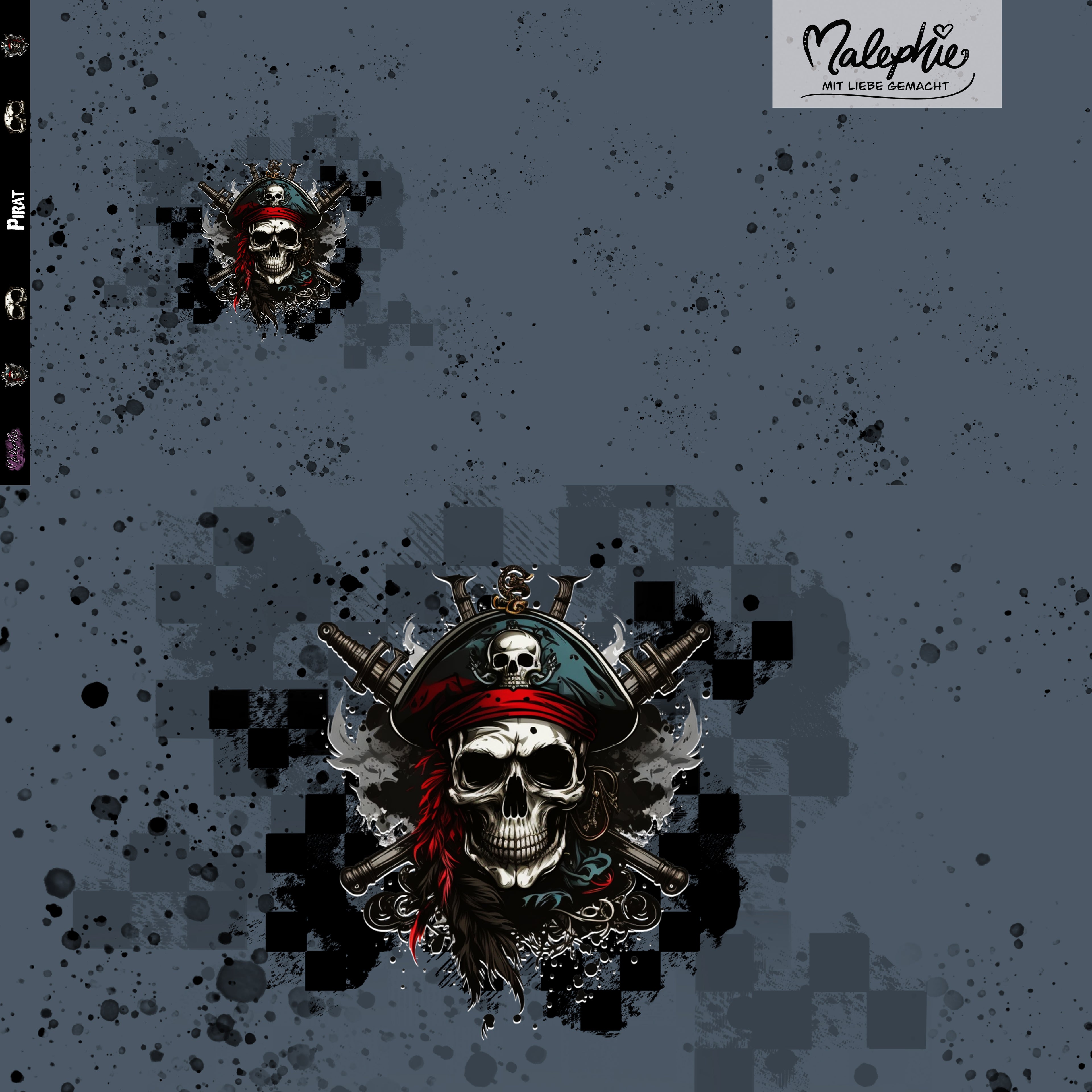 Panel * Skull Pirat rauchblau - French Terry